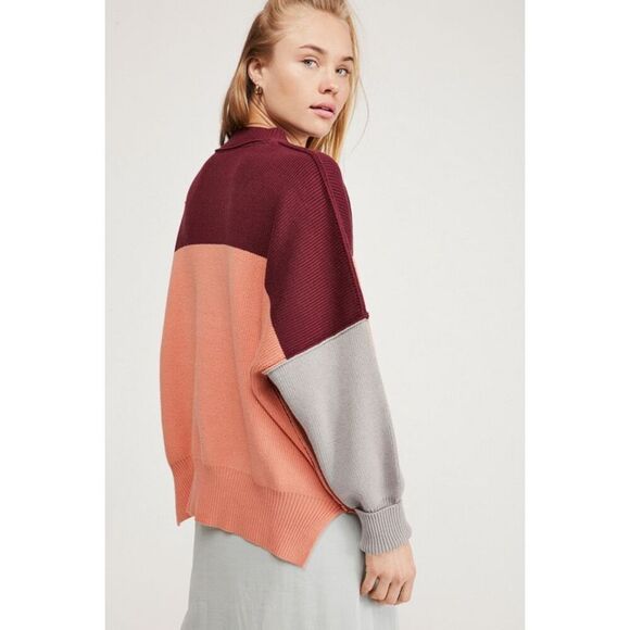 Free People Sweater Easy Street Colorblock Oversized Mock Neck Women Sz XS - Picture 2 of 12